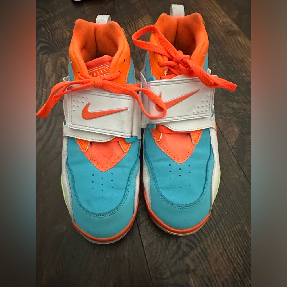 Nike Kids GS Air Diamond Turf 2 Miami Dolphins White Multi Color size 7 youth